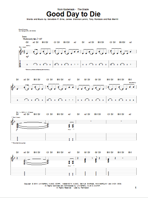 Download Godsmack Good Day To Die Sheet Music and learn how to play Guitar Tab PDF digital score in minutes