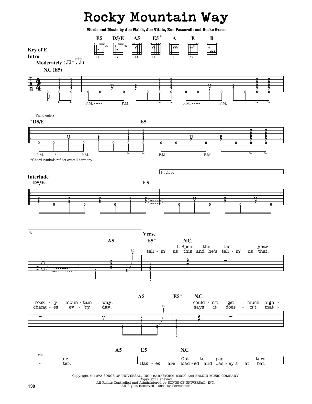 Download Godsmack Rocky Mountain Way Sheet Music and learn how to play Guitar Lead Sheet PDF digital score in minutes