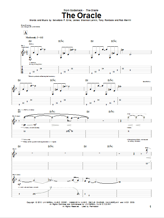 Download Godsmack The Oracle Sheet Music and learn how to play Guitar Tab PDF digital score in minutes