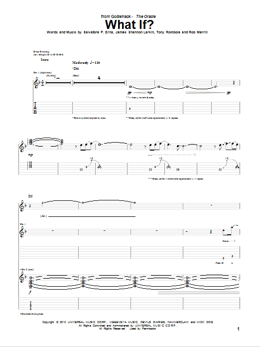 Download Godsmack What If? Sheet Music and learn how to play Guitar Tab PDF digital score in minutes