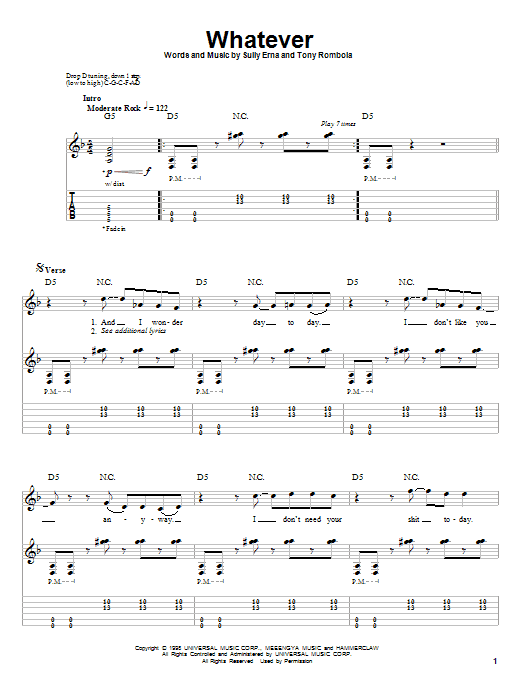 Download Godsmack Whatever Sheet Music and learn how to play Guitar Tab (Single Guitar) PDF digital score in minutes