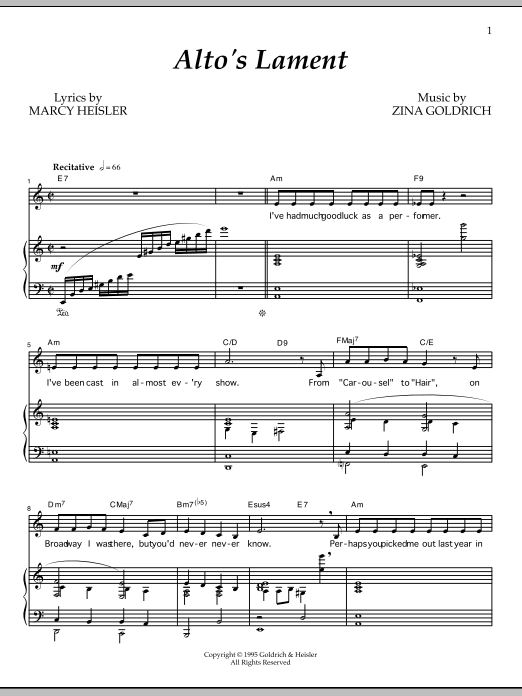 Download Goldrich & Heisler The Alto's Lament Sheet Music and learn how to play Piano & Vocal PDF digital score in minutes
