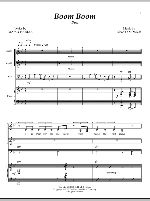 Download Goldrich & Heisler Boom Boom Sheet Music and learn how to play Piano & Vocal PDF digital score in minutes