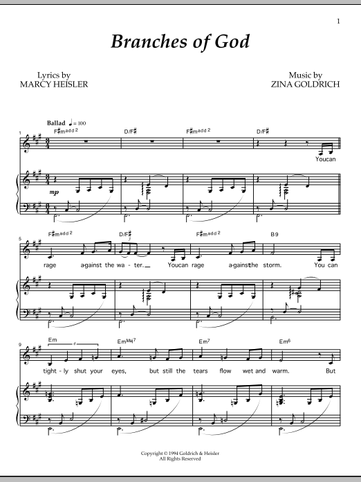 Download Goldrich & Heisler Branches Of God Sheet Music and learn how to play Piano & Vocal PDF digital score in minutes