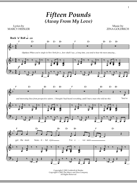 Download Goldrich & Heisler Fifteen Pounds (Away From My Love) Sheet Music and learn how to play Piano & Vocal PDF digital score in minutes