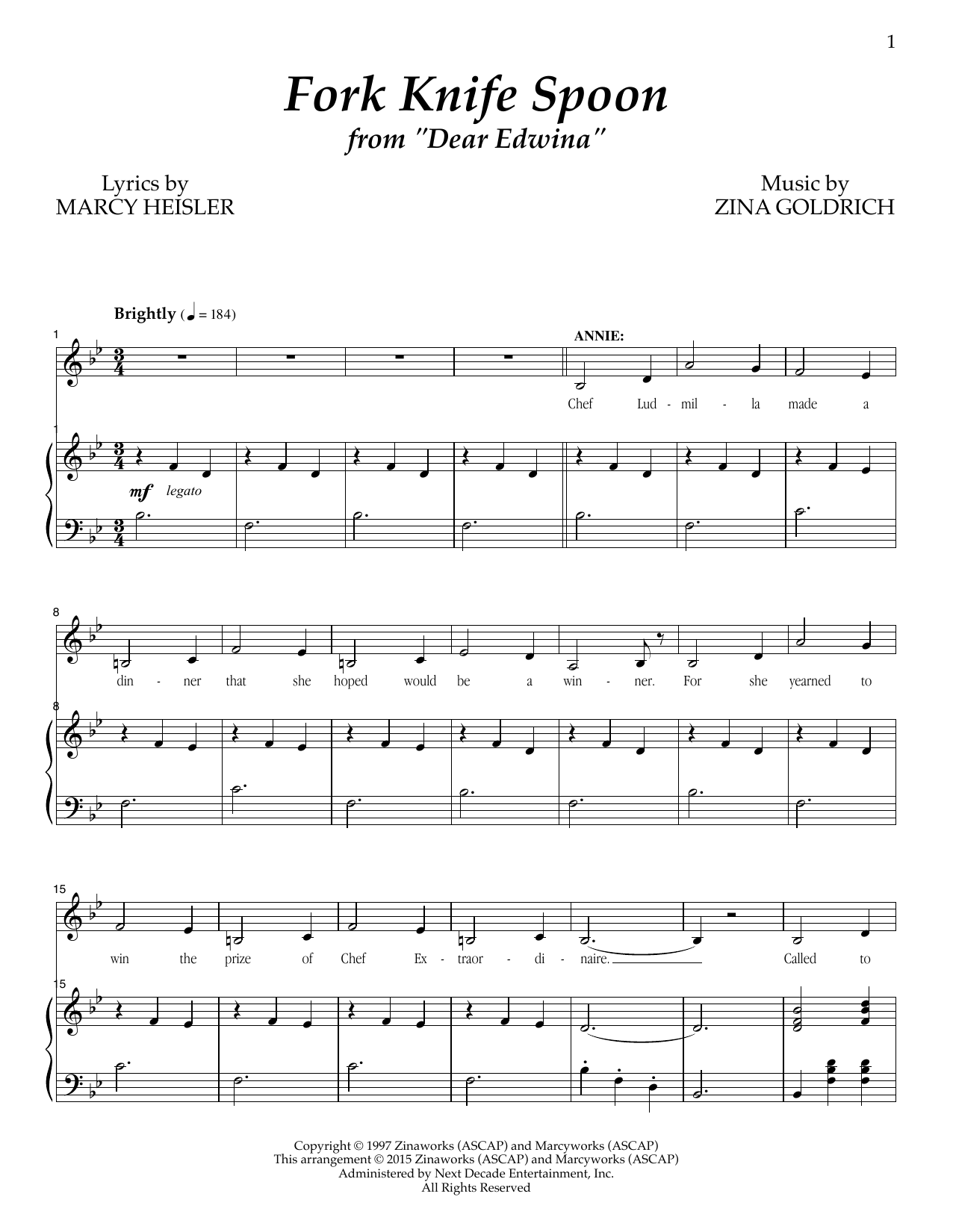 Download Goldrich & Heisler Fork Knife Spoon Sheet Music and learn how to play Piano & Vocal PDF digital score in minutes