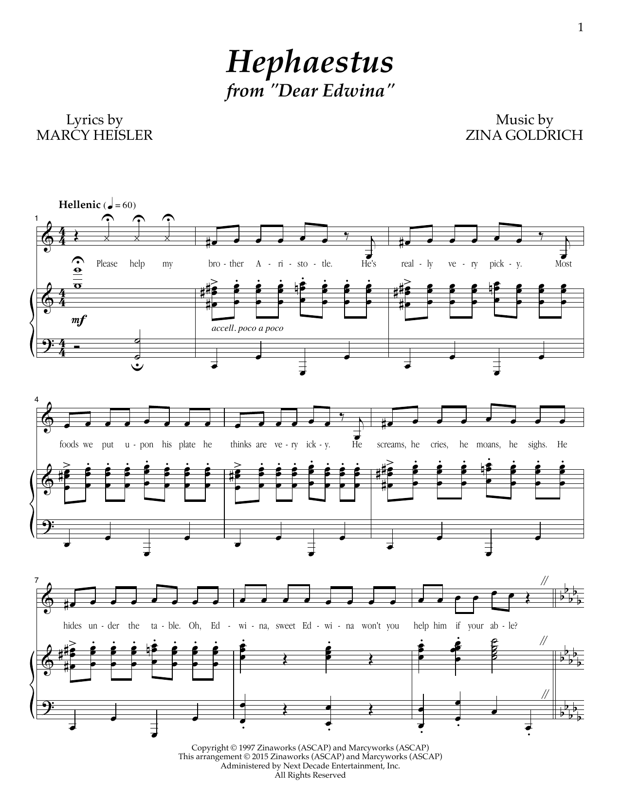 Download Goldrich & Heisler Hephaestus Sheet Music and learn how to play Piano & Vocal PDF digital score in minutes