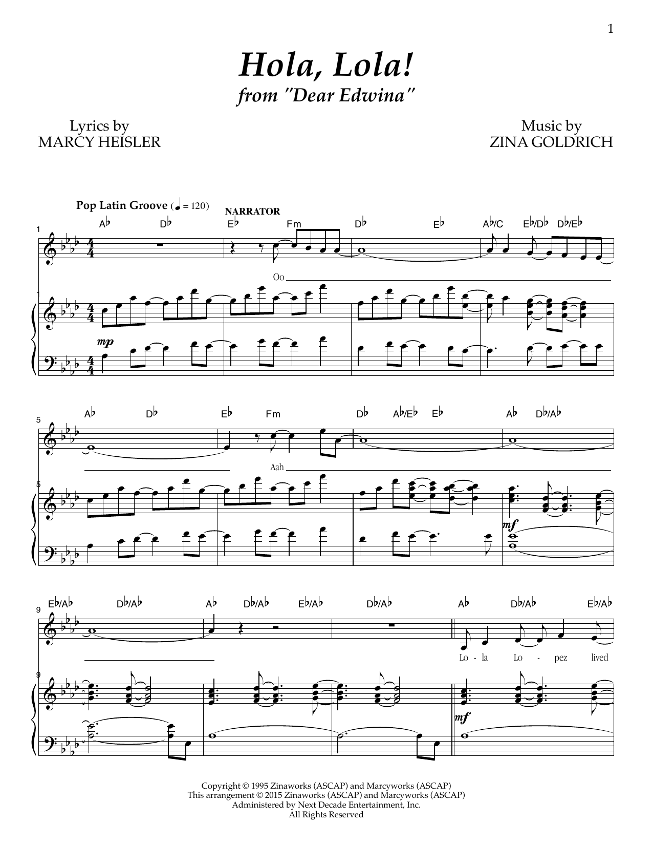 Download Goldrich & Heisler Hola, Lola! Sheet Music and learn how to play Piano & Vocal PDF digital score in minutes