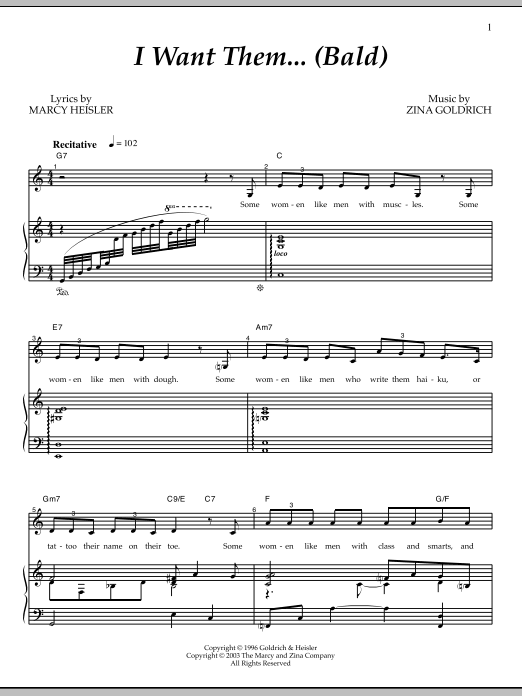 Download Goldrich & Heisler I Want Them... (Bald) Sheet Music and learn how to play Piano & Vocal PDF digital score in minutes