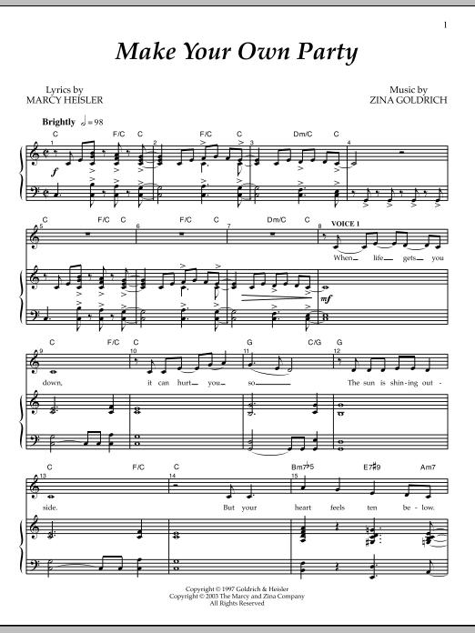 Download Goldrich & Heisler Make Your Own Party Sheet Music and learn how to play Piano & Vocal PDF digital score in minutes