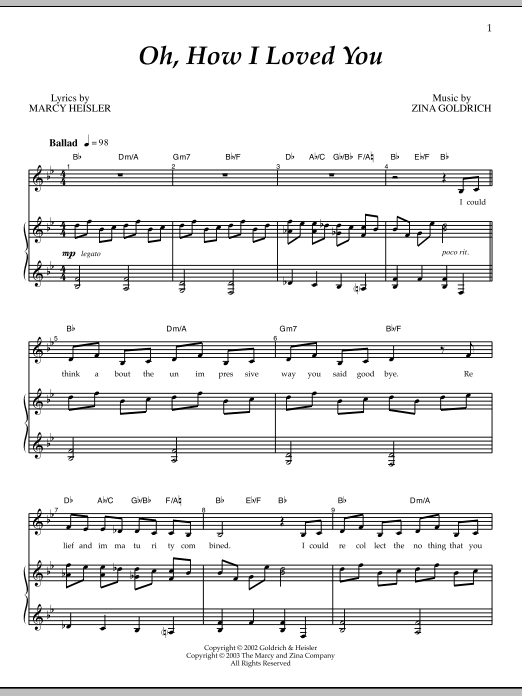 Download Goldrich & Heisler Oh, How I Loved You Sheet Music and learn how to play Piano & Vocal PDF digital score in minutes