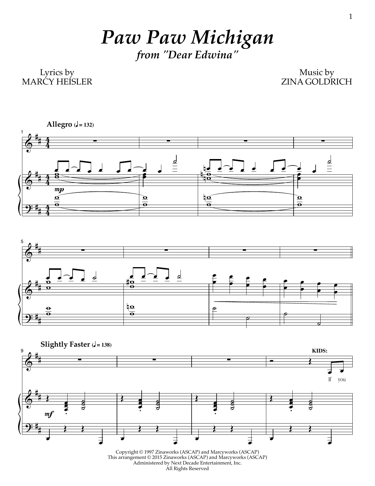 Download Goldrich & Heisler Paw Paw Michigan Sheet Music and learn how to play Piano & Vocal PDF digital score in minutes