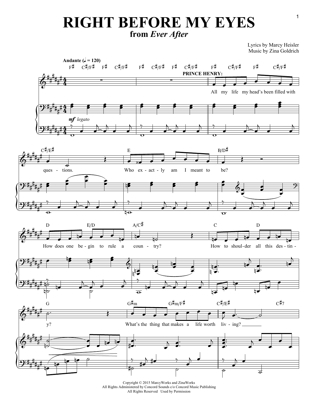 Download Goldrich & Heisler Right Before My Eyes Sheet Music and learn how to play Piano & Vocal PDF digital score in minutes