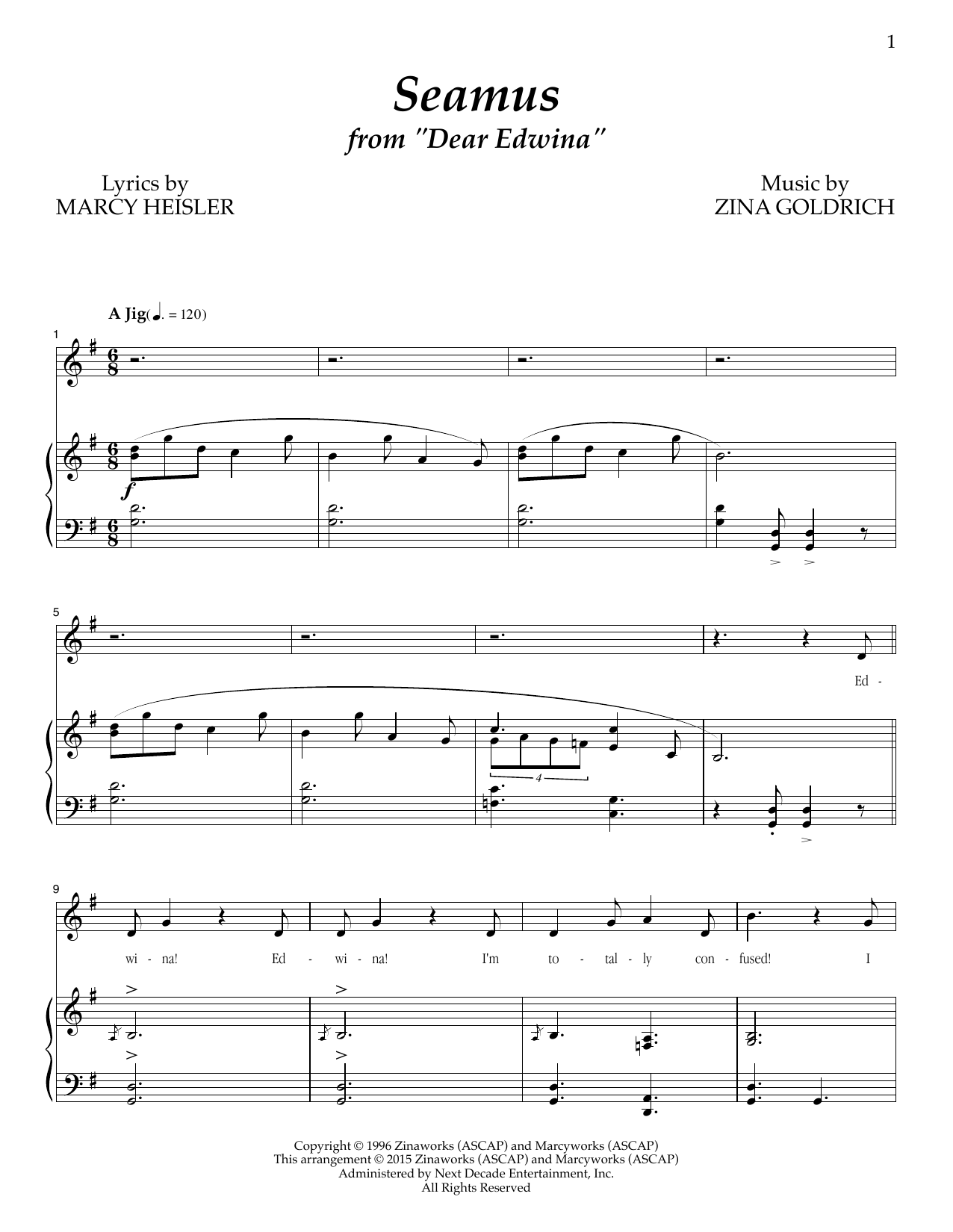 Download Goldrich & Heisler Seamus Sheet Music and learn how to play Piano & Vocal PDF digital score in minutes
