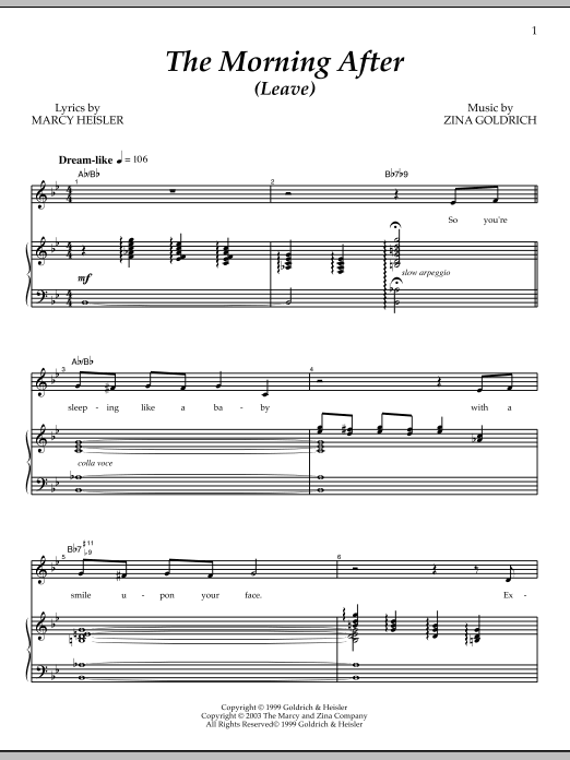 Download Goldrich & Heisler The Morning After (Leave) Sheet Music and learn how to play Piano & Vocal PDF digital score in minutes
