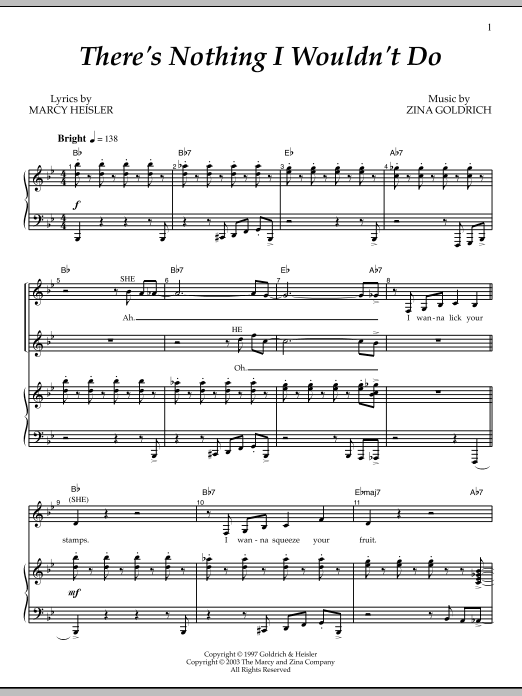 Download Goldrich & Heisler There's Nothing I Wouldn't Do Sheet Music and learn how to play Piano & Vocal PDF digital score in minutes