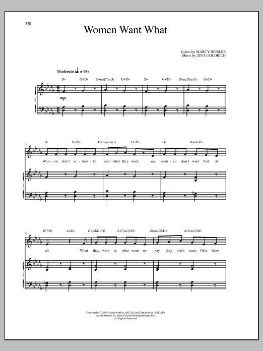 Download Goldrich & Heisler Women Want What Sheet Music and learn how to play Piano & Vocal PDF digital score in minutes