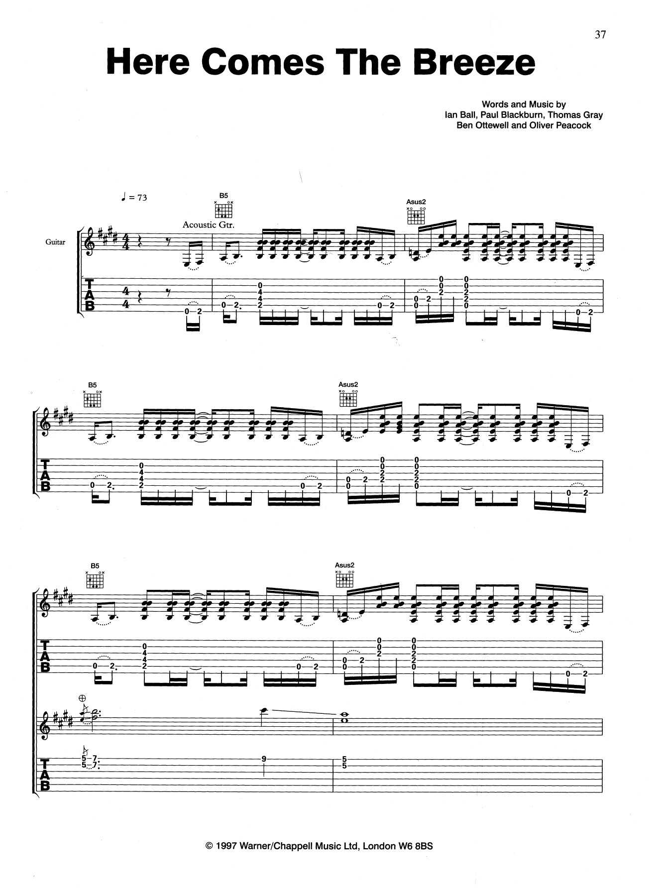 Download Gomez Here Comes The Breeze Sheet Music and learn how to play Guitar Tab PDF digital score in minutes