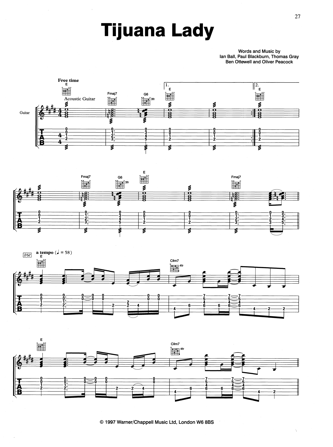 Download Gomez Tijuana Lady Sheet Music and learn how to play Guitar Tab PDF digital score in minutes