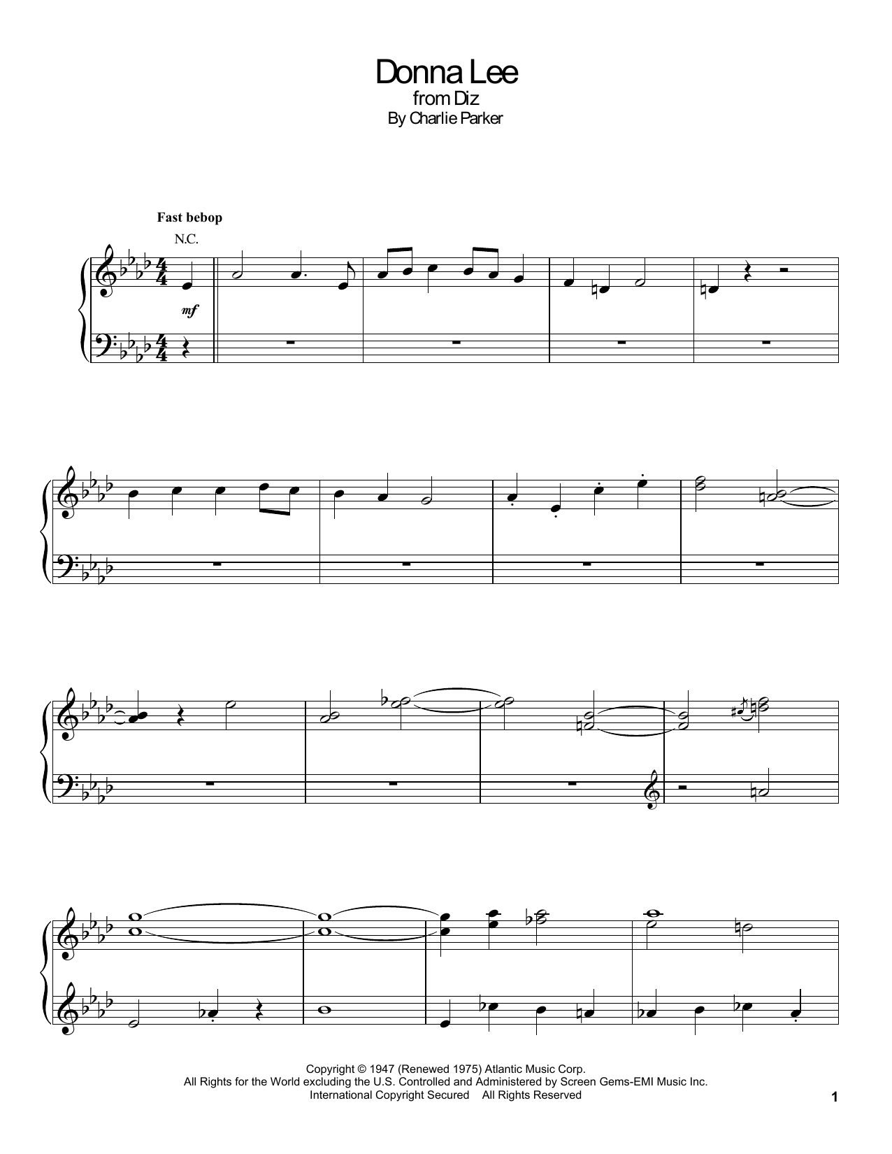 Download Gonzalo Rubalcaba Donna Lee Sheet Music and learn how to play Piano Transcription PDF digital score in minutes