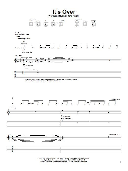 Download Goo Goo Dolls It's Over Sheet Music and learn how to play Guitar Tab PDF digital score in minutes