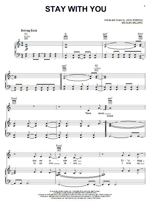 Download Goo Goo Dolls Stay With You Sheet Music and learn how to play Guitar Tab PDF digital score in minutes