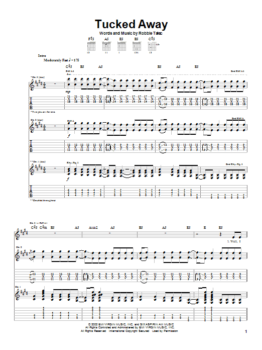 Download Goo Goo Dolls Tucked Away Sheet Music and learn how to play Guitar Tab PDF digital score in minutes