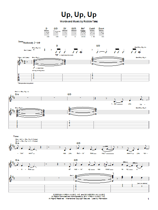 Download Goo Goo Dolls Up, Up, Up Sheet Music and learn how to play Guitar Tab PDF digital score in minutes