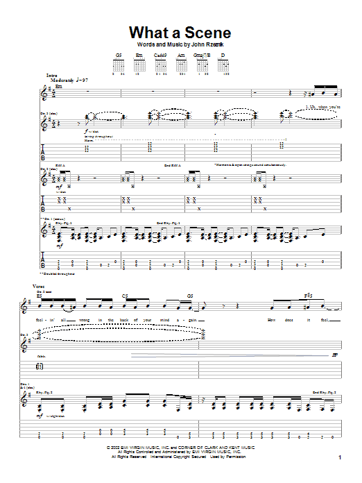 Download Goo Goo Dolls What A Scene Sheet Music and learn how to play Guitar Tab PDF digital score in minutes