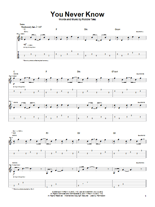Download Goo Goo Dolls You Never Know Sheet Music and learn how to play Guitar Tab PDF digital score in minutes