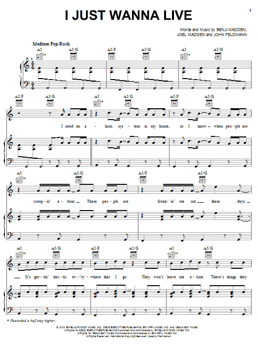 Download Good Charlotte I Just Wanna Live Sheet Music and learn how to play Guitar Tab PDF digital score in minutes