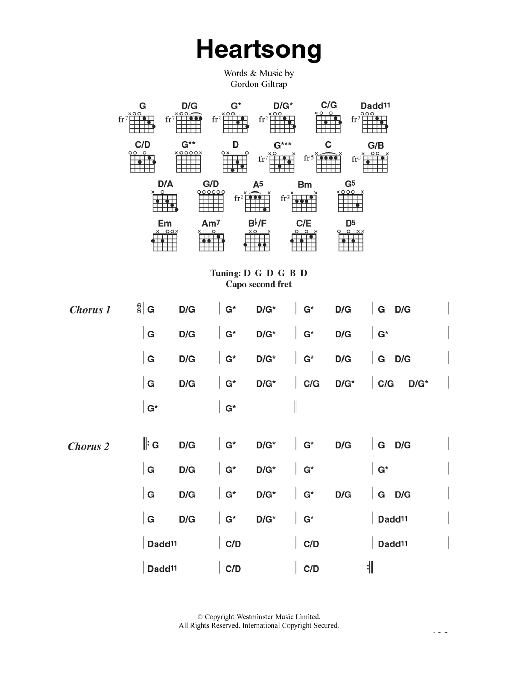 Download Gordon Giltrap Heartsong Sheet Music and learn how to play Lyrics & Chords PDF digital score in minutes