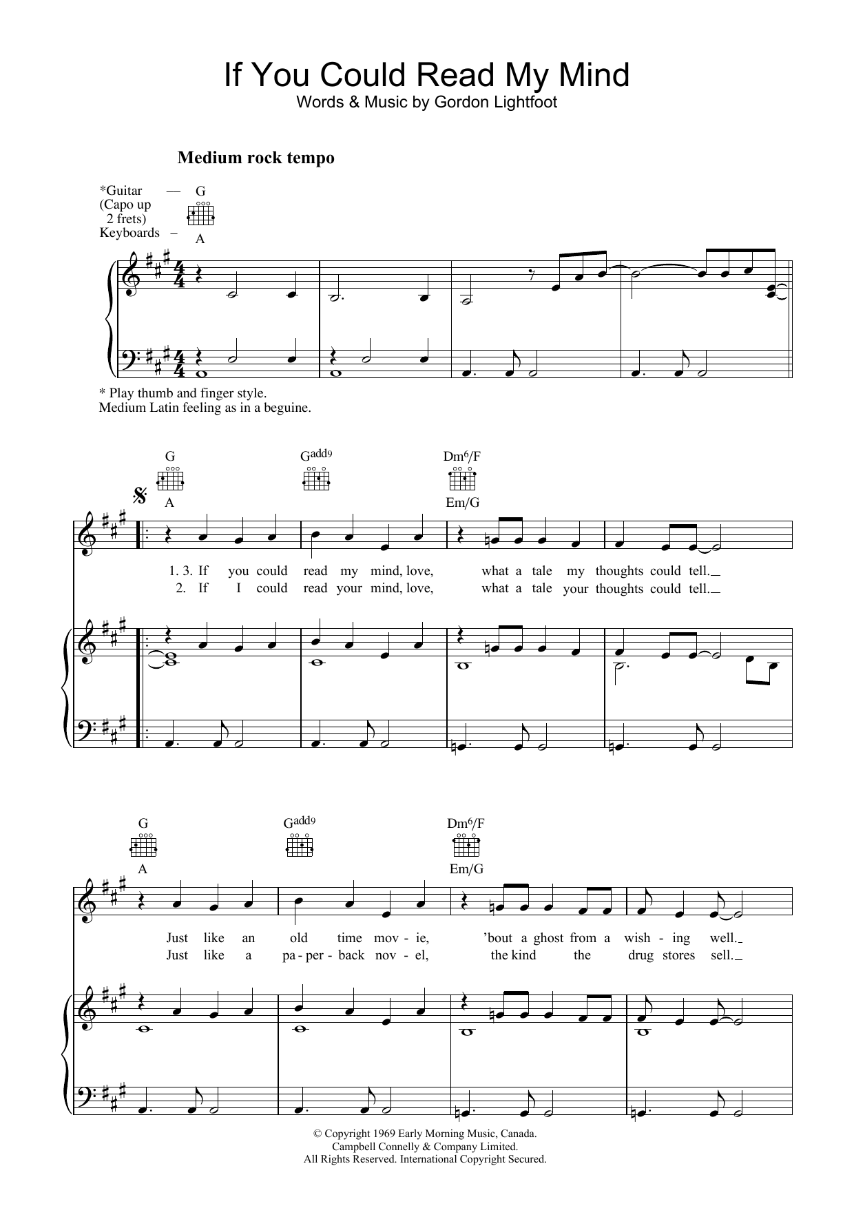 Download Gordon Lightfoot If You Could Read My Mind Sheet Music and learn how to play Ukulele with strumming patterns PDF digital score in minutes