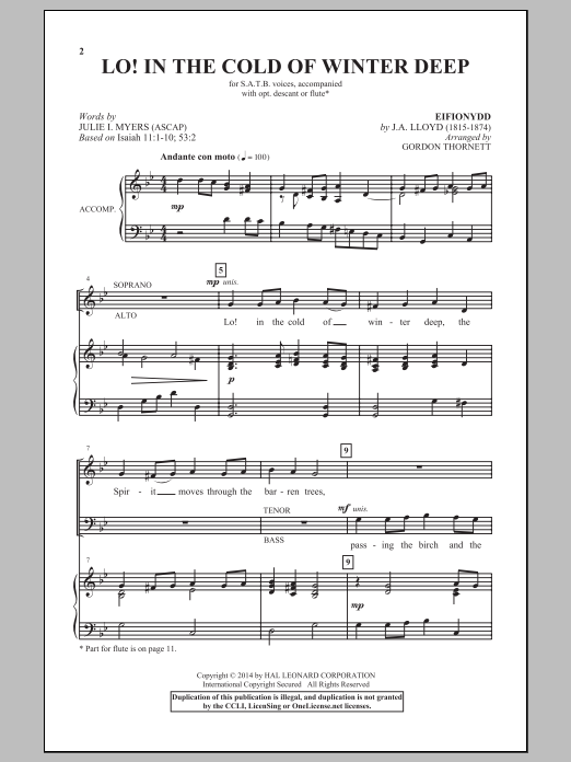 Download Gordon Thornett Lo! In The Cold Winter Deep Sheet Music and learn how to play SATB PDF digital score in minutes