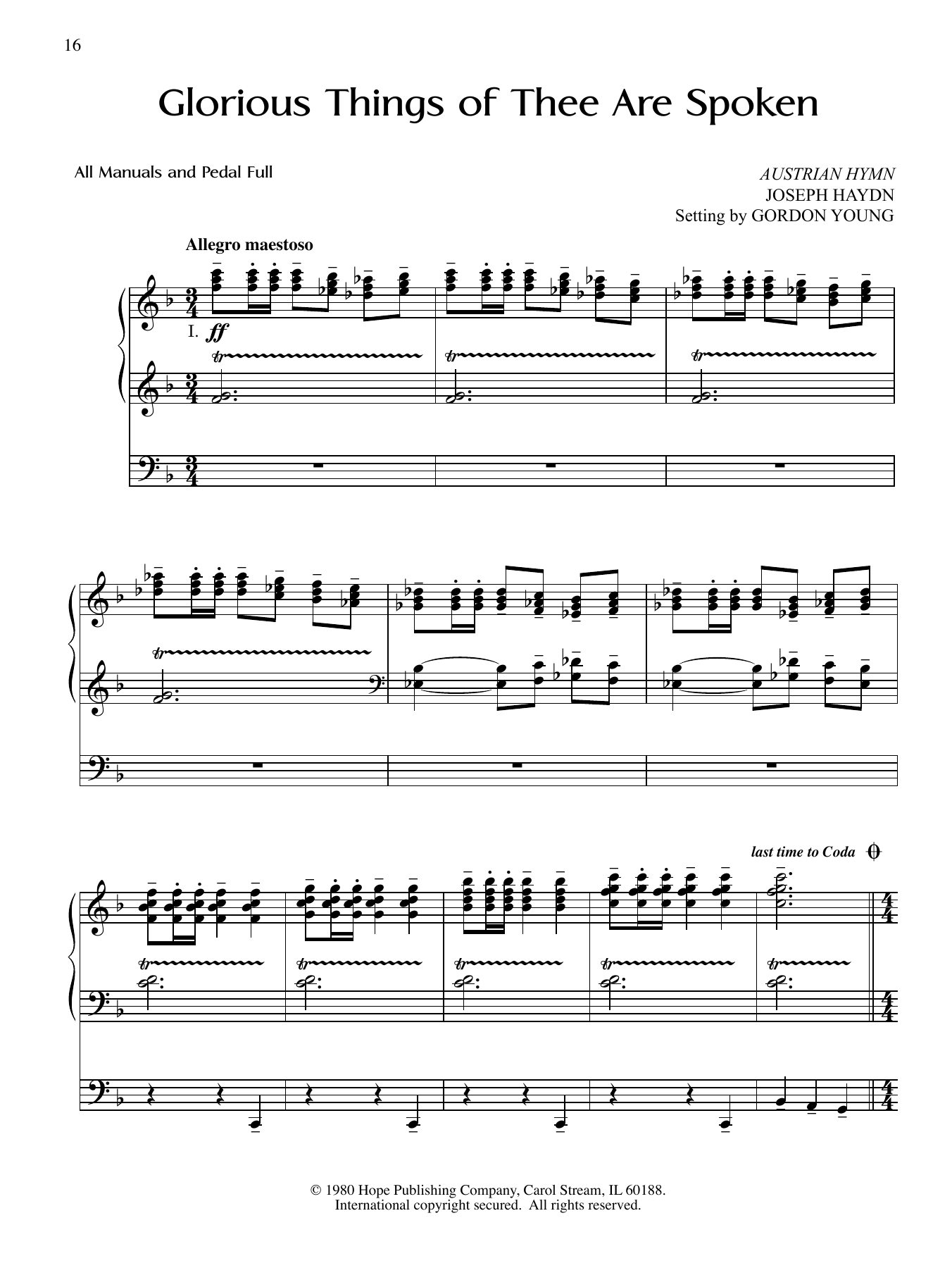 Download Gordon Young Glorious Things of Thee Are Spoken Sheet Music and learn how to play Organ PDF digital score in minutes