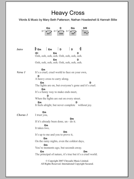 Download The Gossip Heavy Cross Sheet Music and learn how to play Lyrics & Chords PDF digital score in minutes