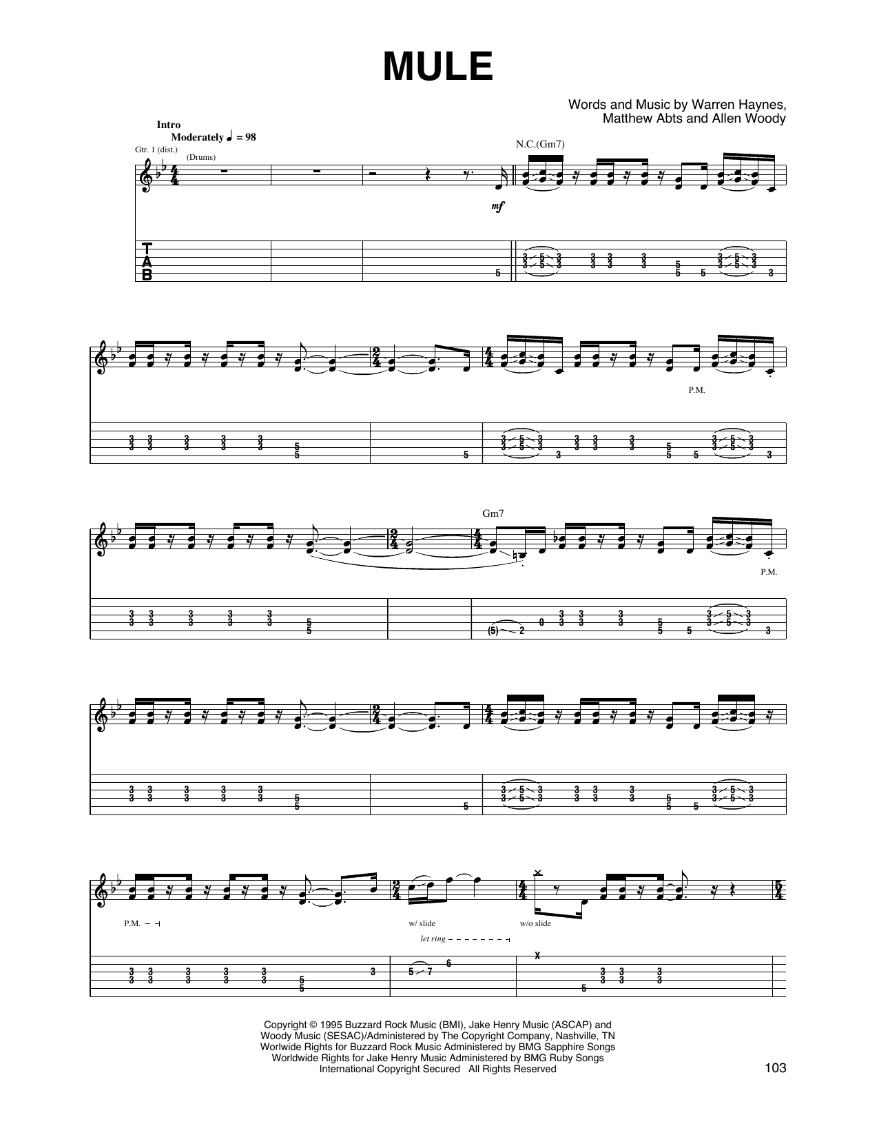 Download Gov't Mule Mule Sheet Music and learn how to play Guitar Tab PDF digital score in minutes