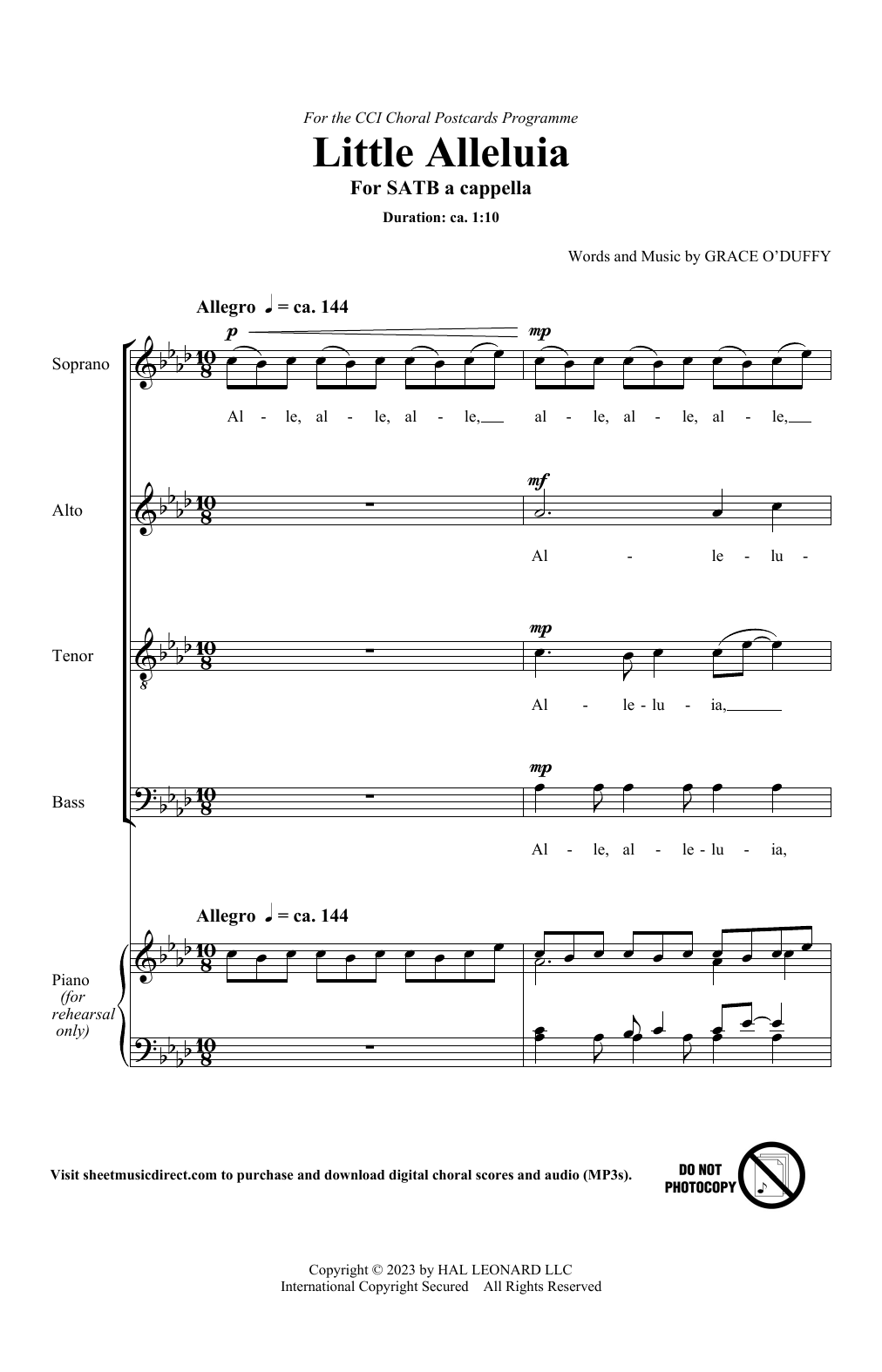 Download Grace O'Duffy Little Alleluia Sheet Music and learn how to play SATB Choir PDF digital score in minutes