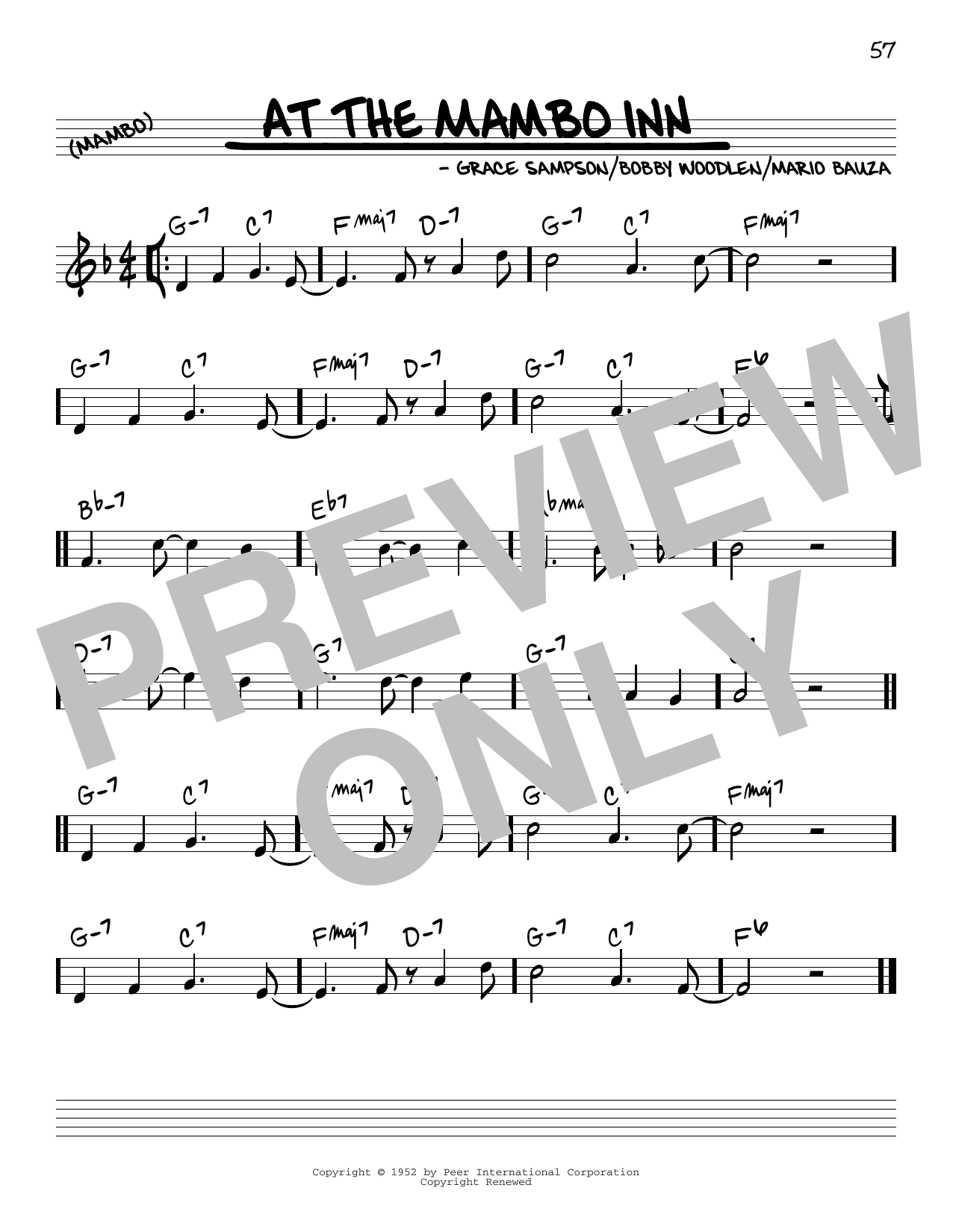 Download Grace Sampson At The Mambo Inn Sheet Music and learn how to play Real Book - Melody & Chords - C Instruments PDF digital score in minutes