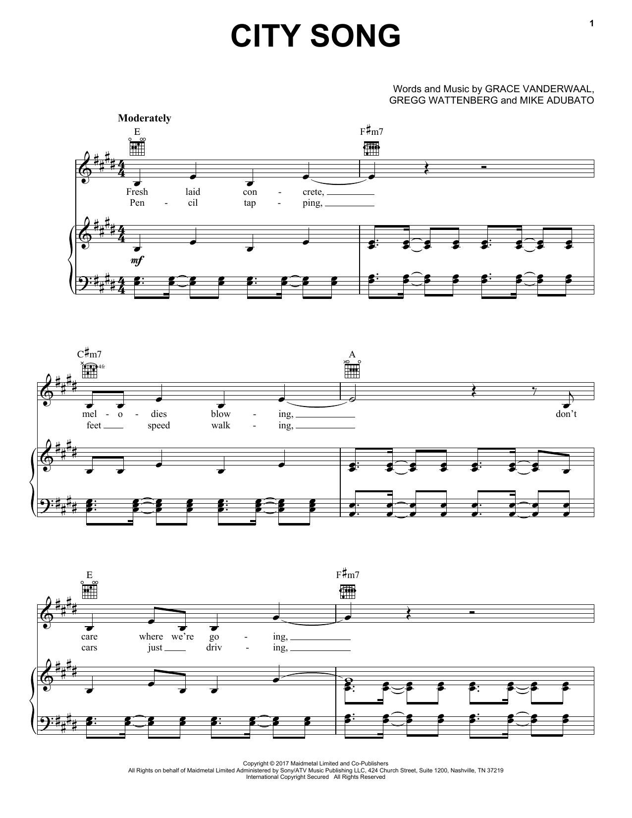 Download Grace VanderWaal City Song Sheet Music and learn how to play Ukulele PDF digital score in minutes