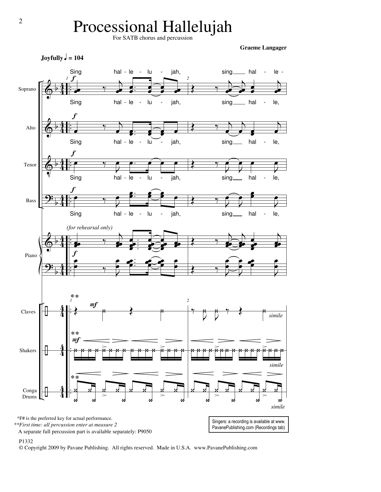 Download Graeme Langager Processional Hallelujah Sheet Music and learn how to play SATB Choir PDF digital score in minutes