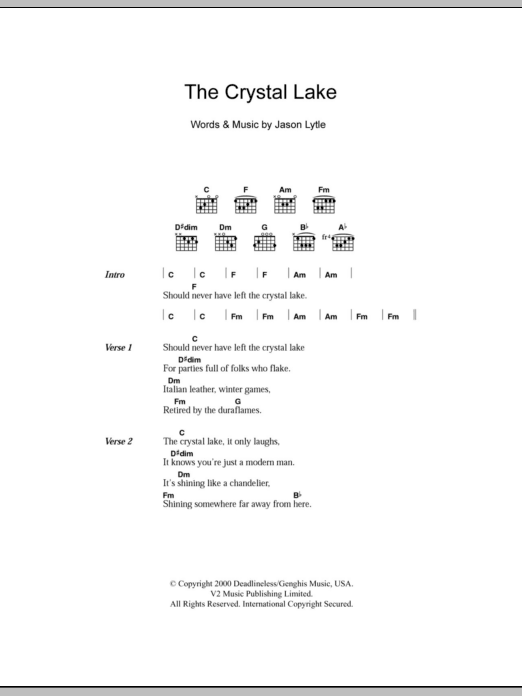 Download Grandaddy The Crystal Lake Sheet Music and learn how to play Lyrics & Chords PDF digital score in minutes