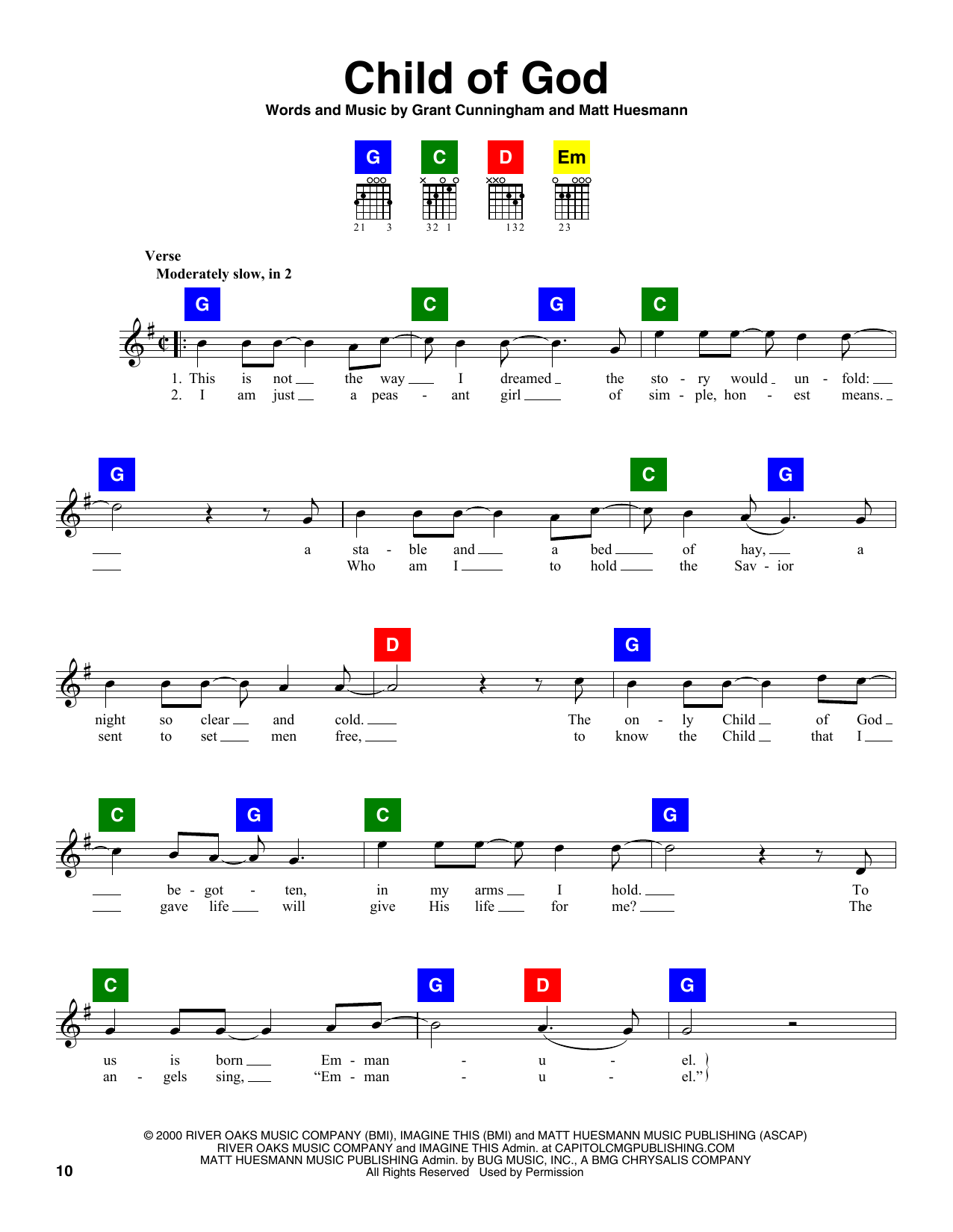 Download Grant Cunningham and Matt Huesmann Child Of God Sheet Music and learn how to play CHDBDY PDF digital score in minutes