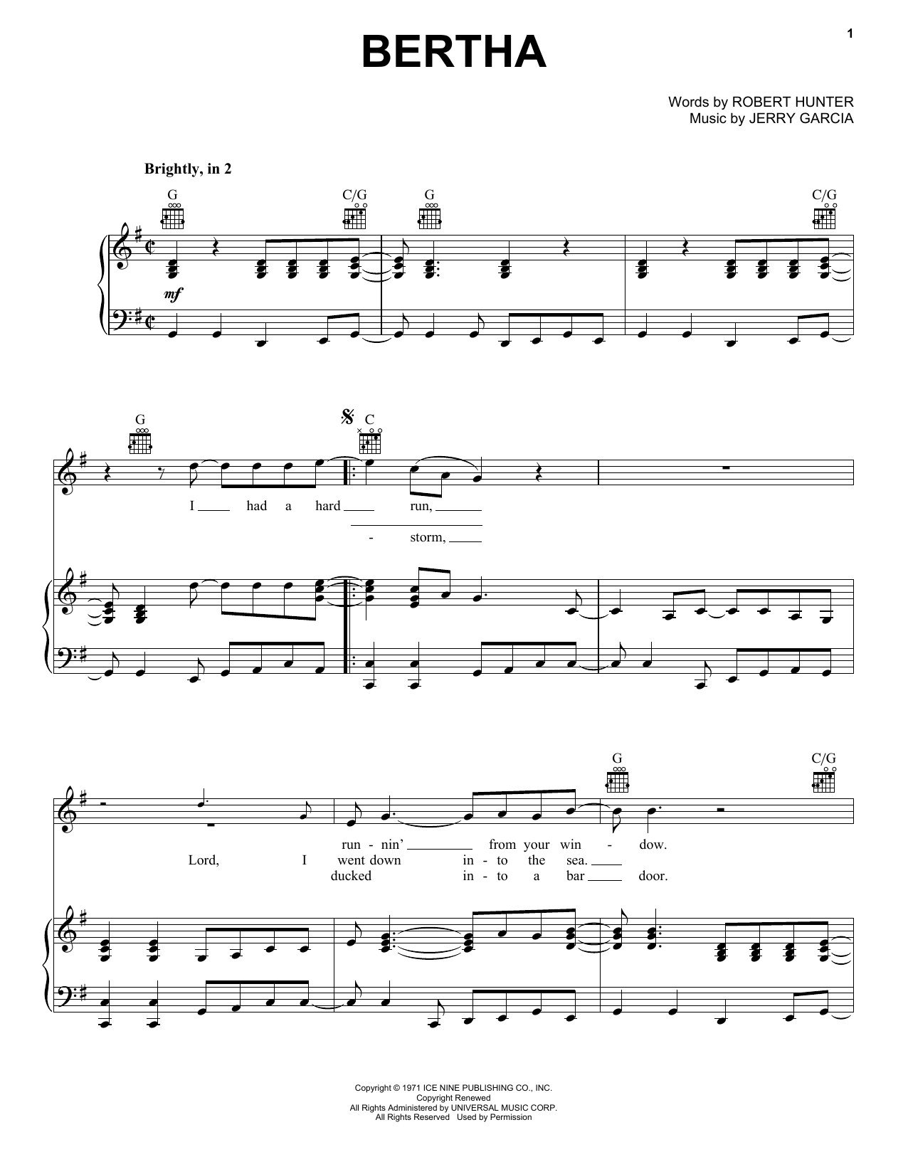 Download Grateful Dead Bertha Sheet Music and learn how to play Guitar Tab PDF digital score in minutes