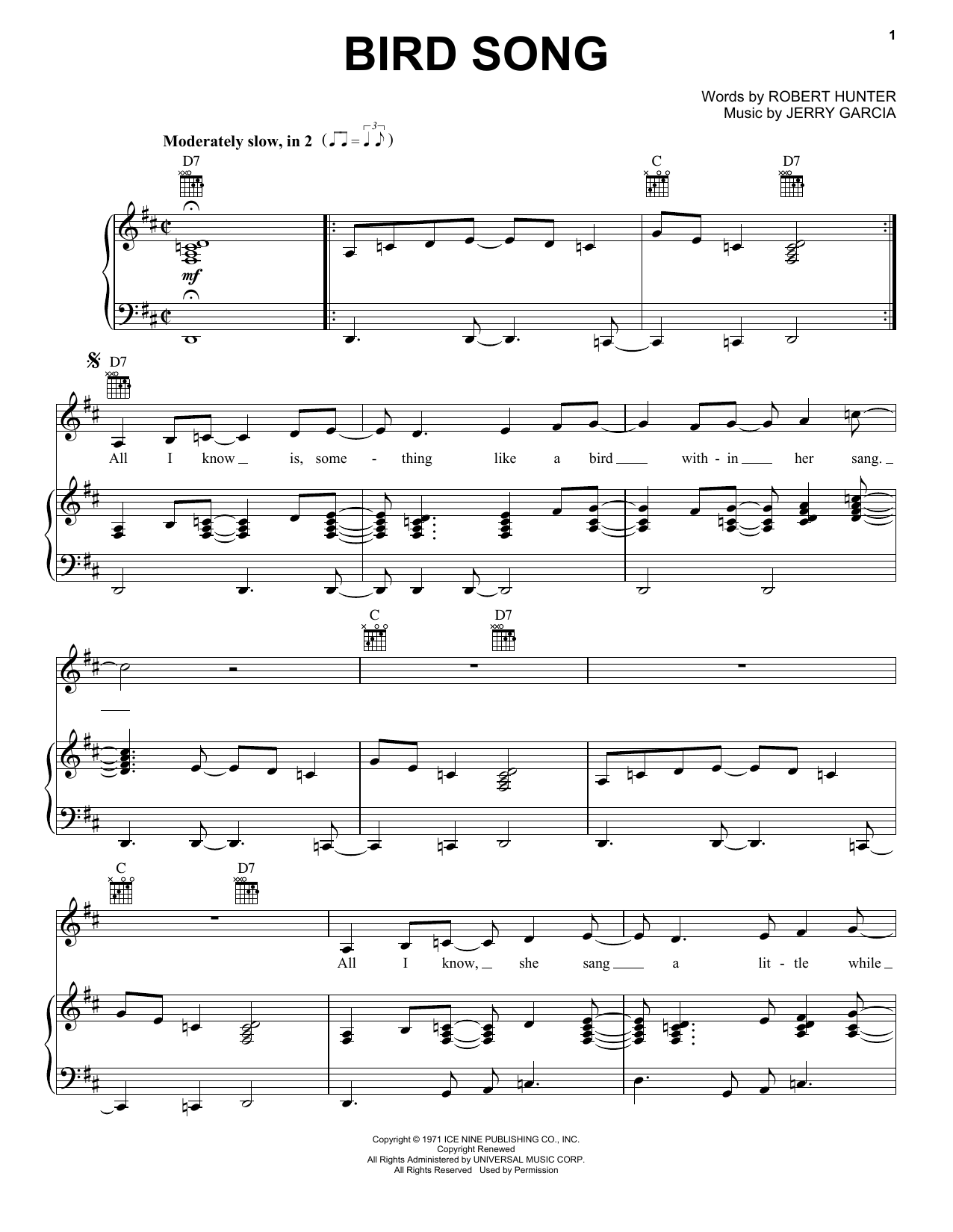 Download Grateful Dead Bird Song Sheet Music and learn how to play Ukulele PDF digital score in minutes