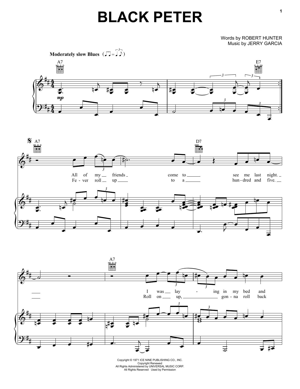 Download Grateful Dead Black Peter Sheet Music and learn how to play Lyrics & Chords PDF digital score in minutes