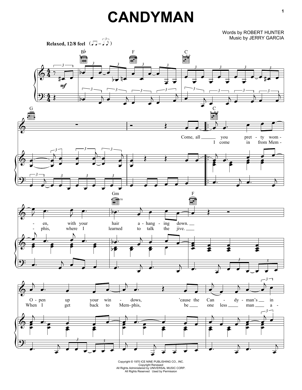 Download Grateful Dead Candyman Sheet Music and learn how to play Easy Piano PDF digital score in minutes