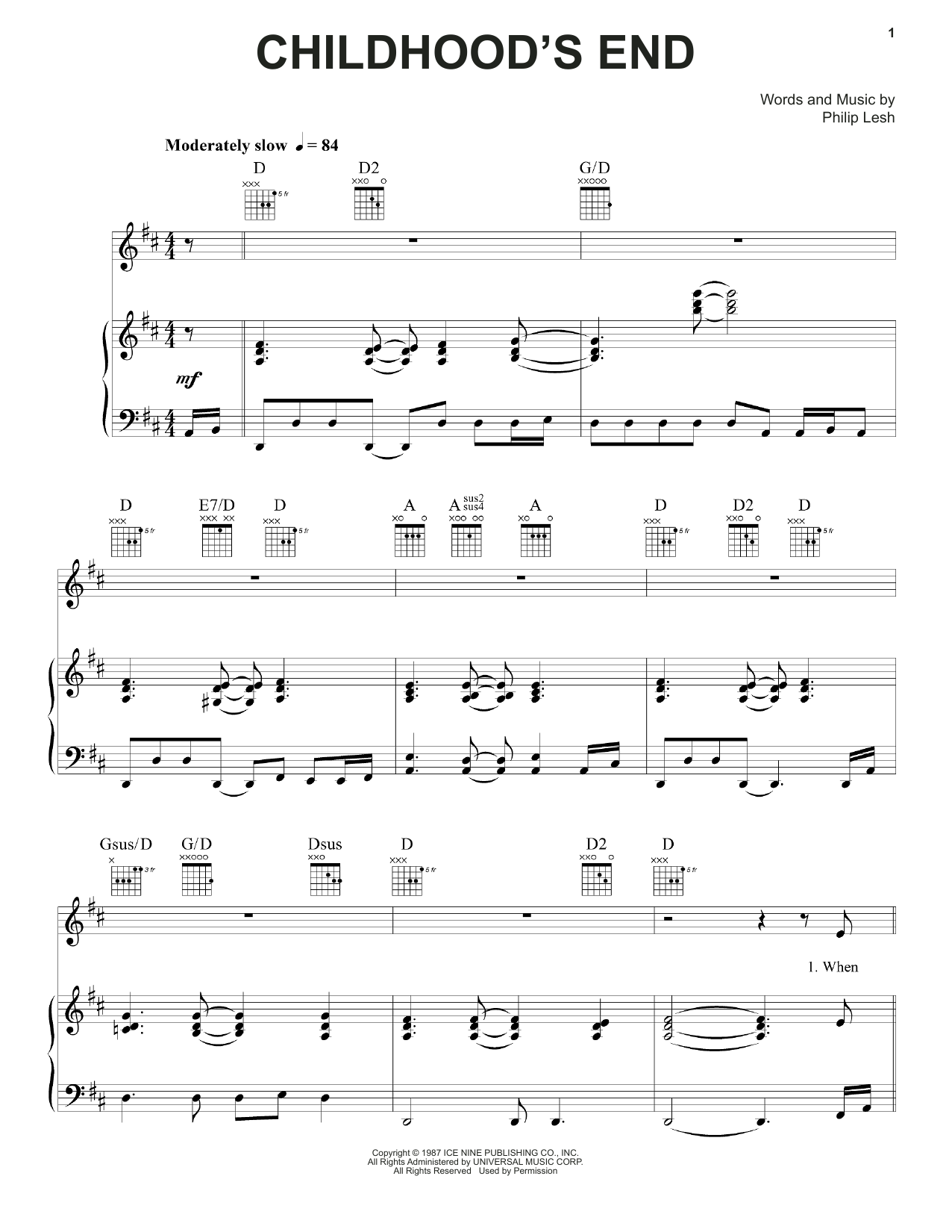 Download Grateful Dead Childhood's End Sheet Music and learn how to play Piano, Vocal & Guitar (Right-Hand Melody) PDF digital score in minutes
