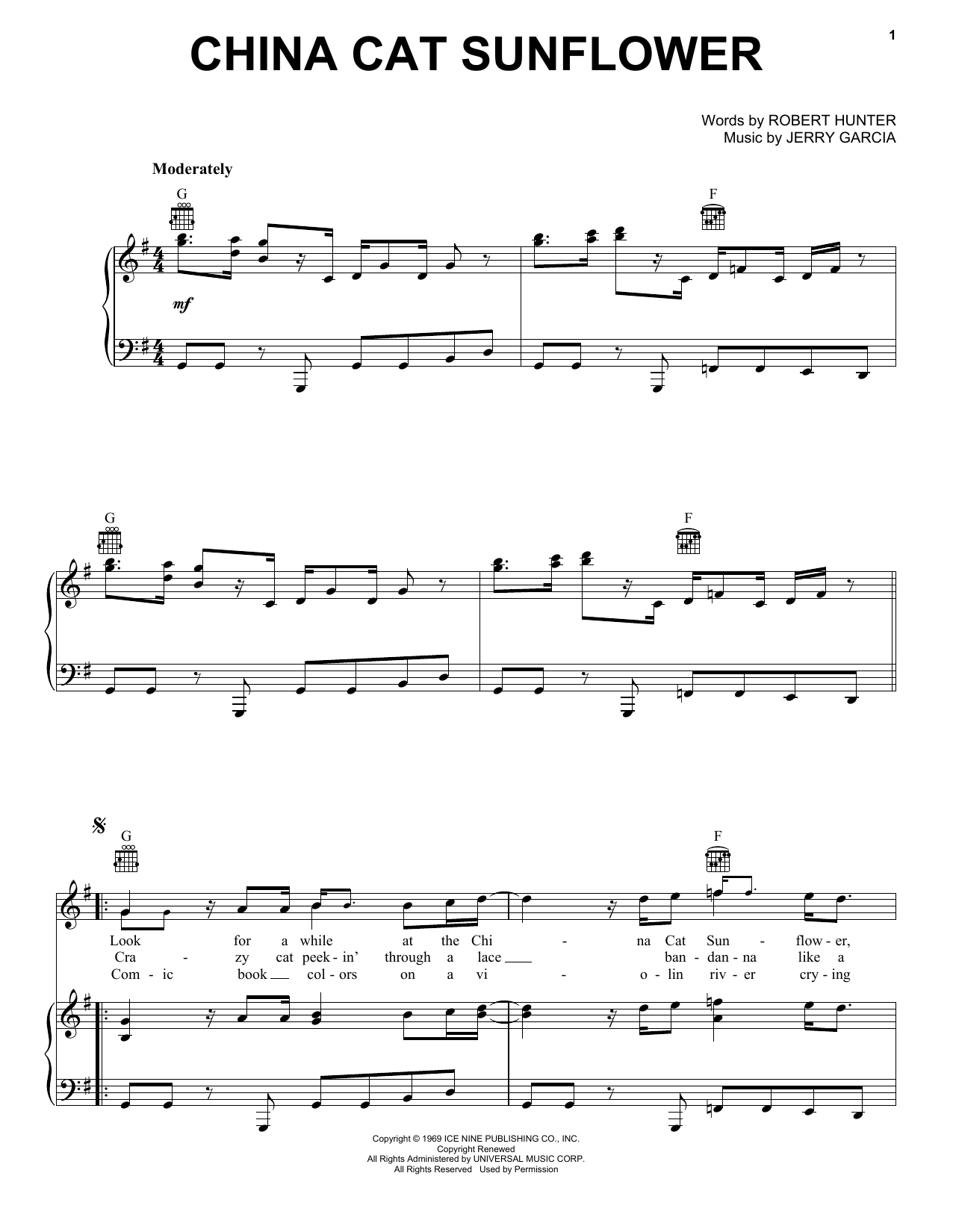 Download Grateful Dead China Cat Sunflower Sheet Music and learn how to play Guitar Tab PDF digital score in minutes