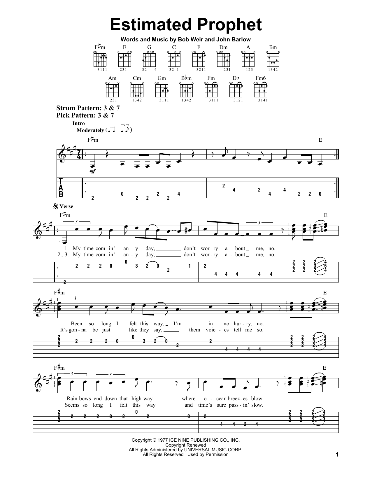 Download Grateful Dead Estimated Prophet Sheet Music and learn how to play Easy Guitar Tab PDF digital score in minutes